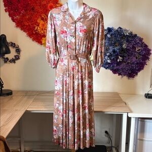Vintage floral fruit maxi dress 70-80’s
